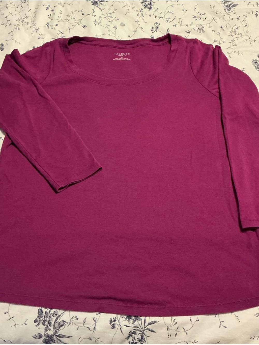 Talbots Long Sleeve Scoop Neck Top in Berry Plum - Picture 3 of 5